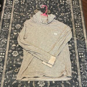 Quiksilver Beige & Gray Striped Hoodie
